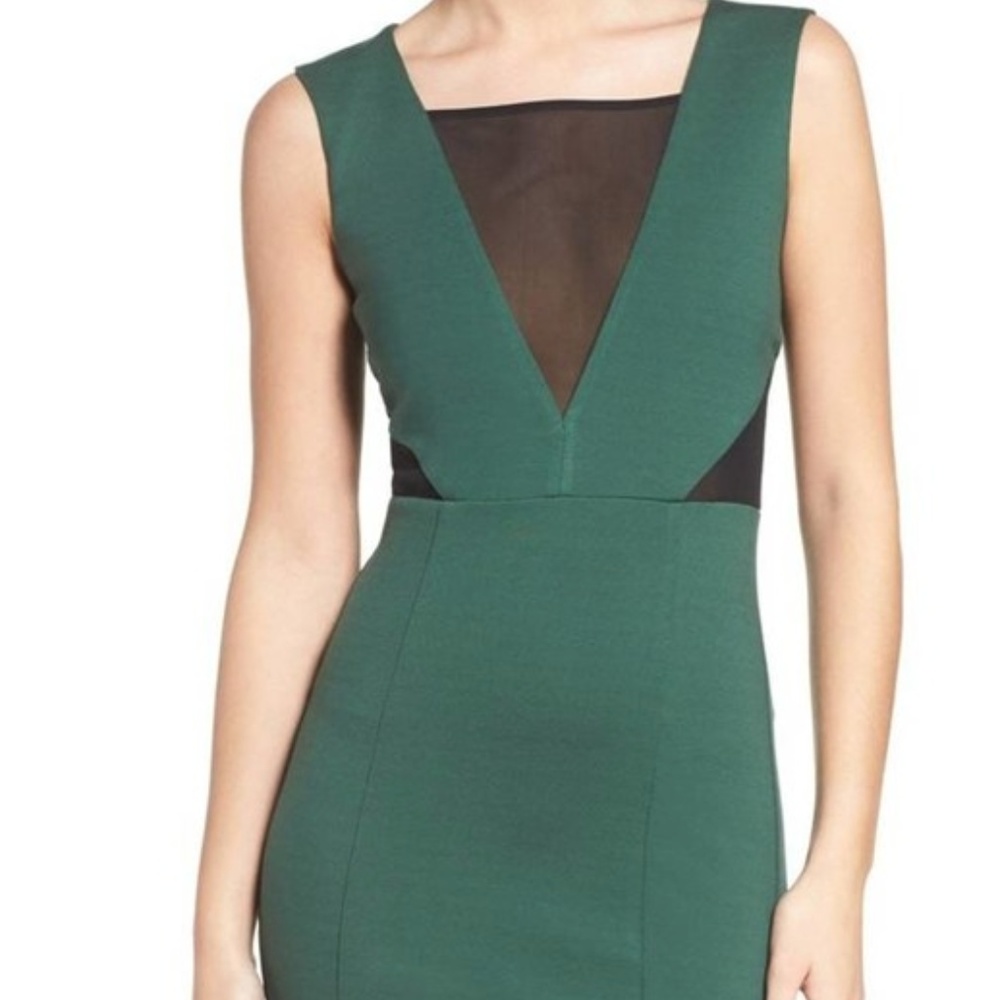 French Connection Lulu Bodycon Dress Green Mesh